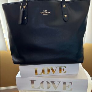 Coach Blue Pebbled Tote with Gold Hardware